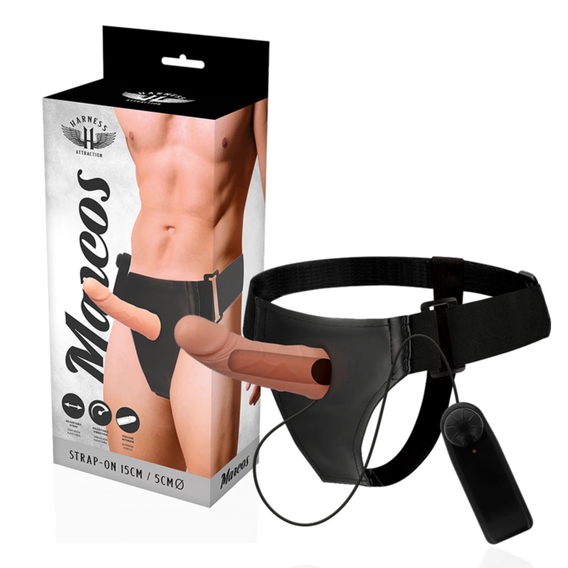 Harness Attraction Uprząż Intymna z Wibratorem 15 cm, Naturalny TPR, Regulowane Paski