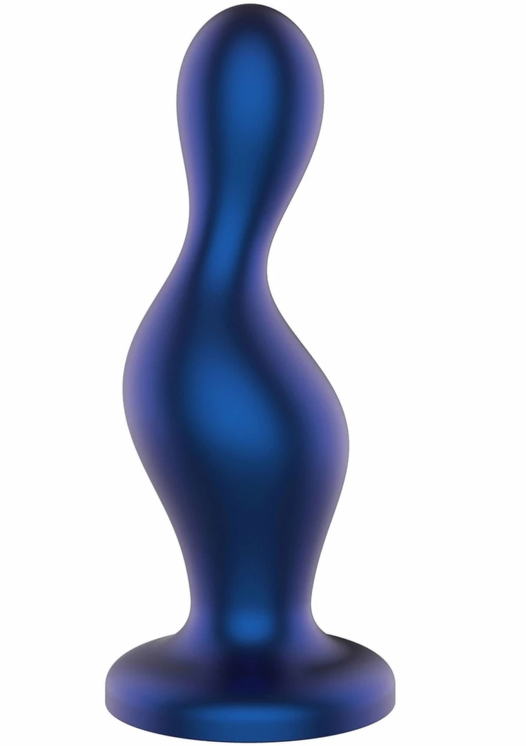 TOYJOY The Hitter Metal Blue silikonowy korek analny z szeroką bazą, metaliczny niebieski