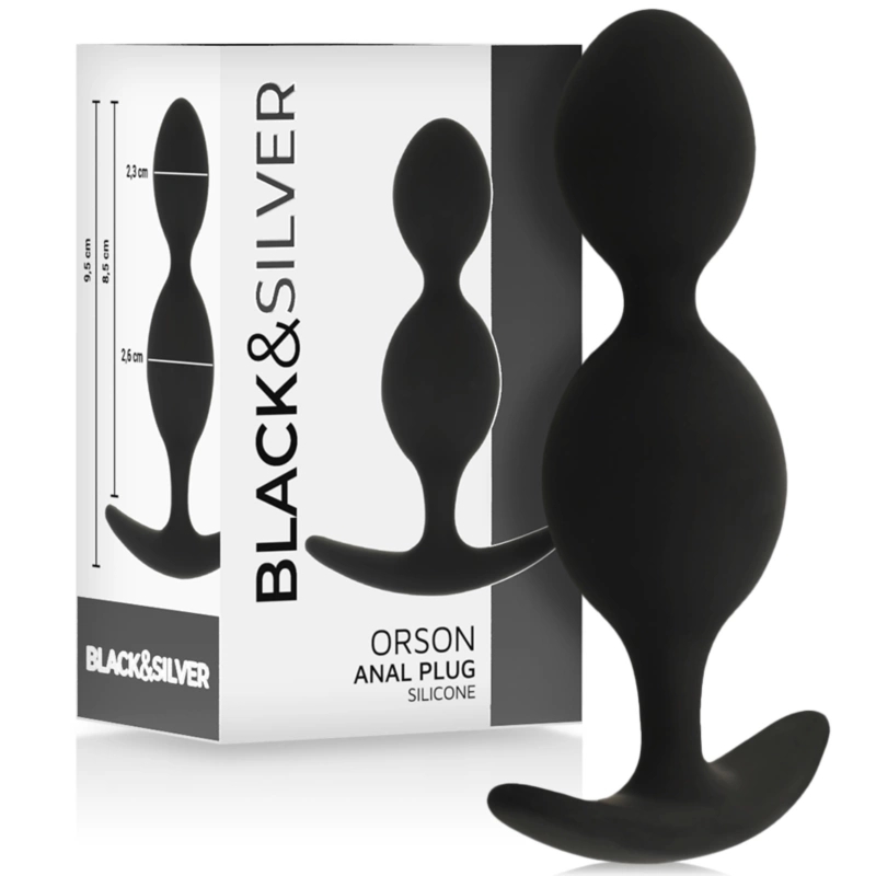 Black&Silver Orson korek silikonowy dwufalowy 9,5 cm, anatomiczny, uniseks