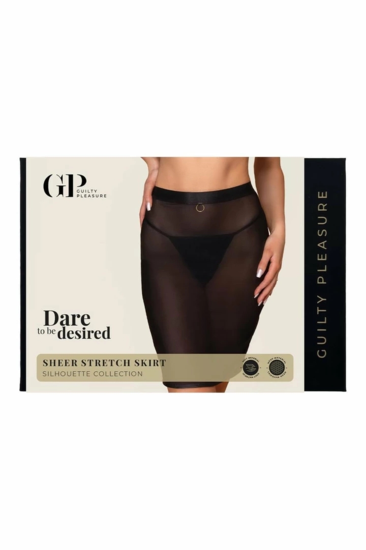 Guilty Pleasure Sheer Stretch Skirt S/M – transparentna midi spodnica, elastyczna siateczka