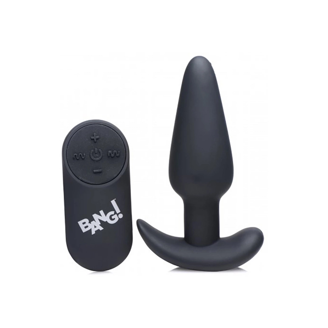 XR Brands Smooth Silicone Plug z pilotem, wodoodporny, 21 trybow wibracji