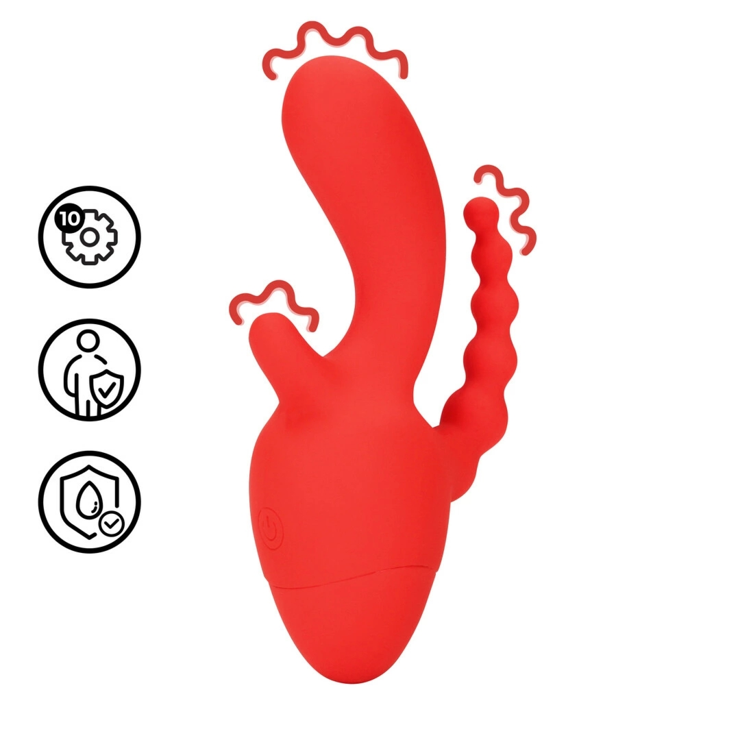 Loveline Mini Triple Stimulation Scarlet Kiss silikonowy wibrator mini, potrójna stymulacja