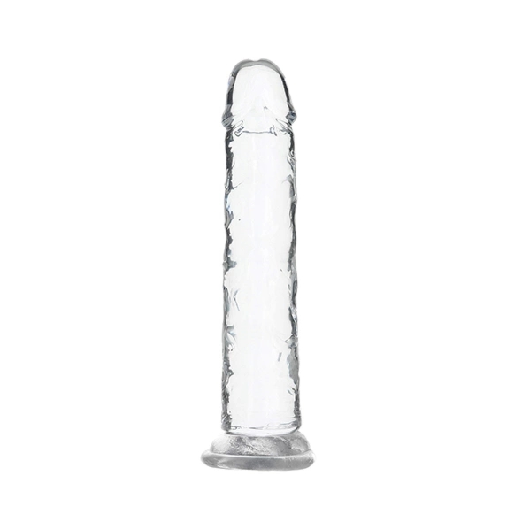 Addiction Crystal Addiction Vertical 18cm – przezroczysty model TPE z przyssawką, miniwibrator
