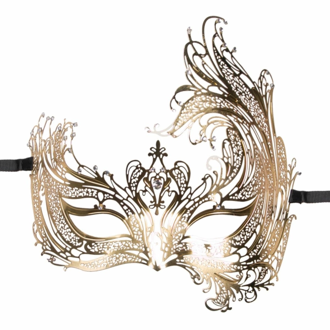EasyToys Maskarada Metalowa Mask Gold – Z kryształkami, elegancka, złota
