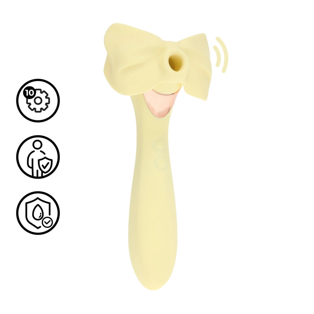 Darling AirTap Wand Vibrator – żółty, 5 końcówek, 15 trybów, silikon medyczny