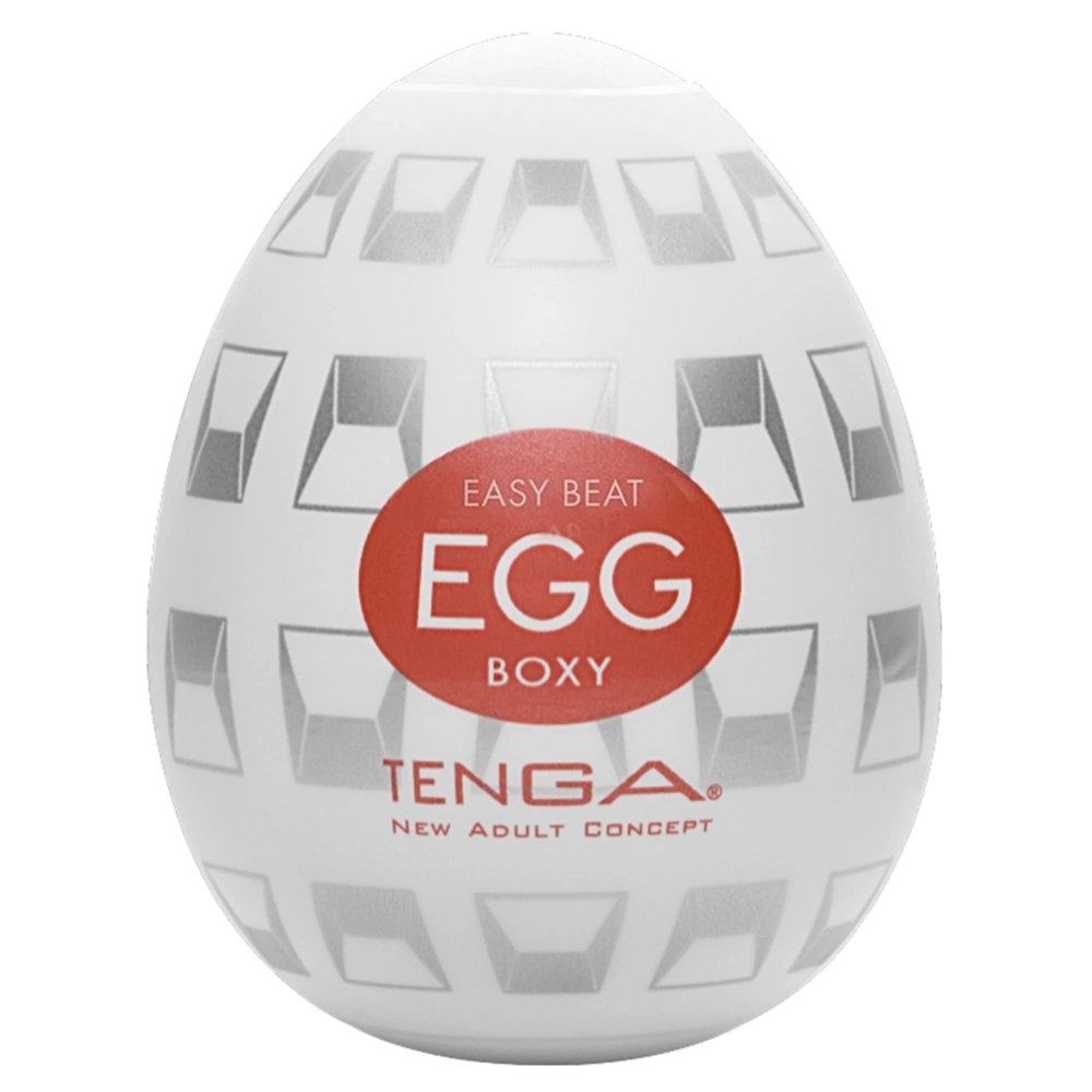 TENGA Egg Boxy – elastyczna nakładka intymna z geometryczną strukturą, 1 sztuka