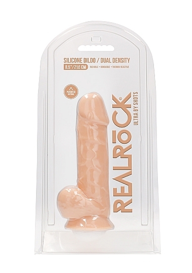 Realrock Dildo 21,6CM przyssawka JĄDRA - Silicone Dildo With Balls - Flesh - 21,6 cm