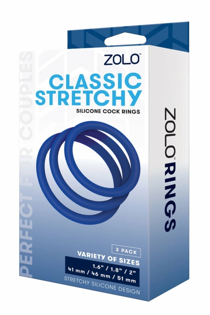 ZOLO Classic zestaw 3 elastycznych pierścieni silikonowych, 3 rozmiary, czarne