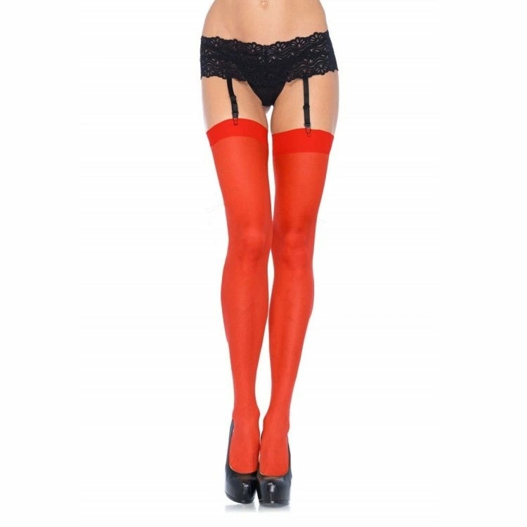 Leg Avenue Pończochy czerwone 100% nylon, uniwersalny rozmiar, półprzezroczyste