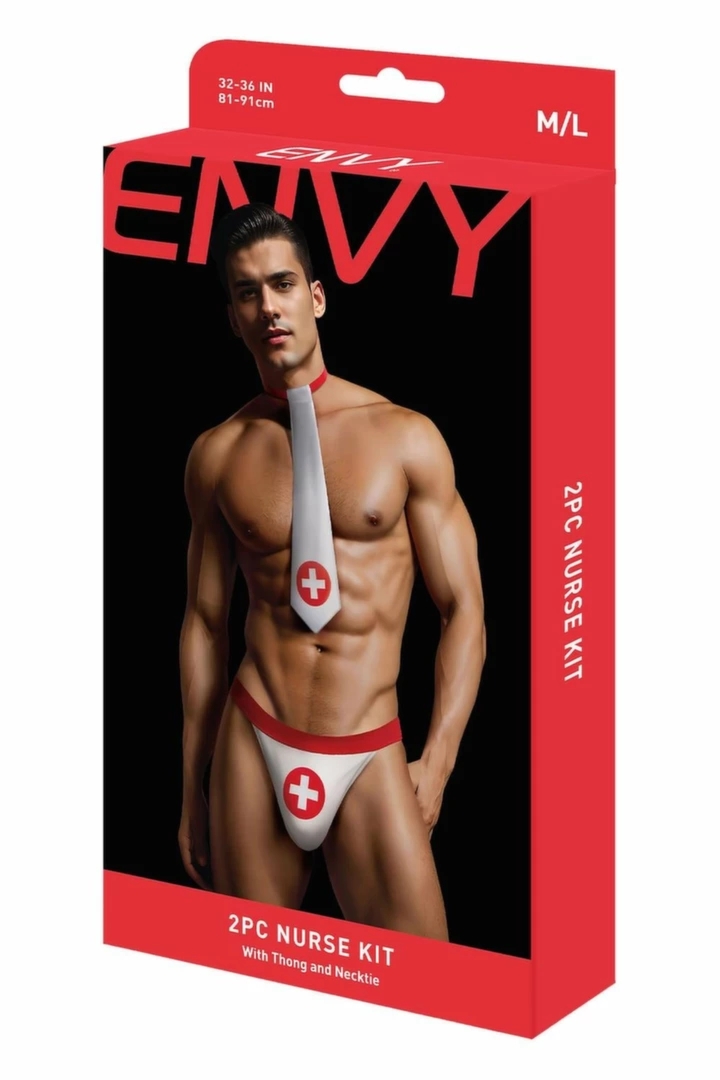 ENVY 2 PCS Nurse Kit M/L – dwuczęściowy zestaw przebranie pielęgniarza, czerwono-biały, elastyczny