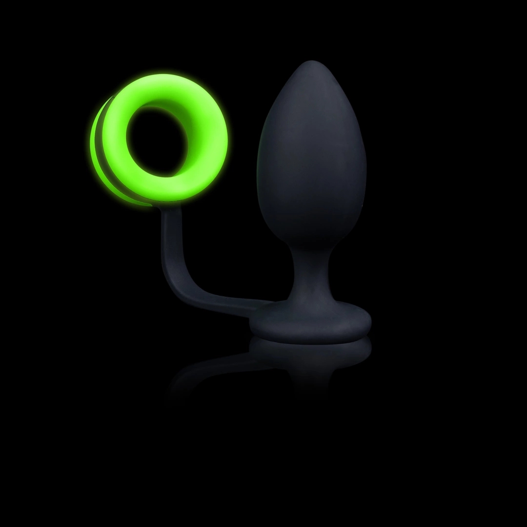 Ouch! Glow in the Dark – zestaw z pierścieniem i korkiem, świecący w ciemności, silikon medyczny