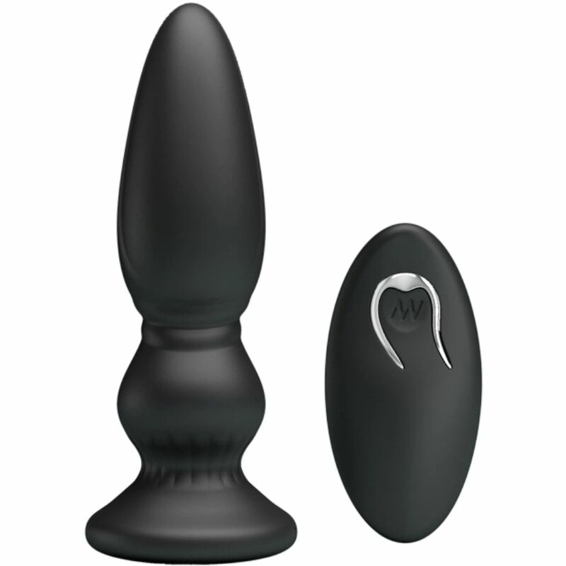 MR PLAY Wibrująca maszyna intymna, czarna, 12 trybów, pilot, silikon medyczny