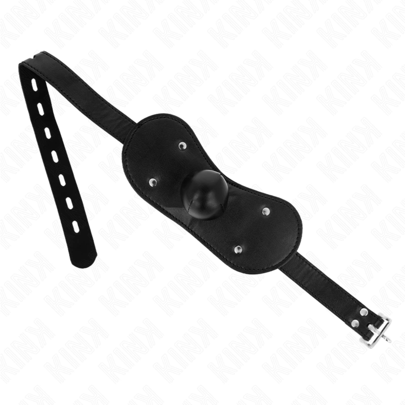 KINK – Ball Gag z zamkiem, silikonowy, regulacja 42-60 cm, czarny, anatomiczny