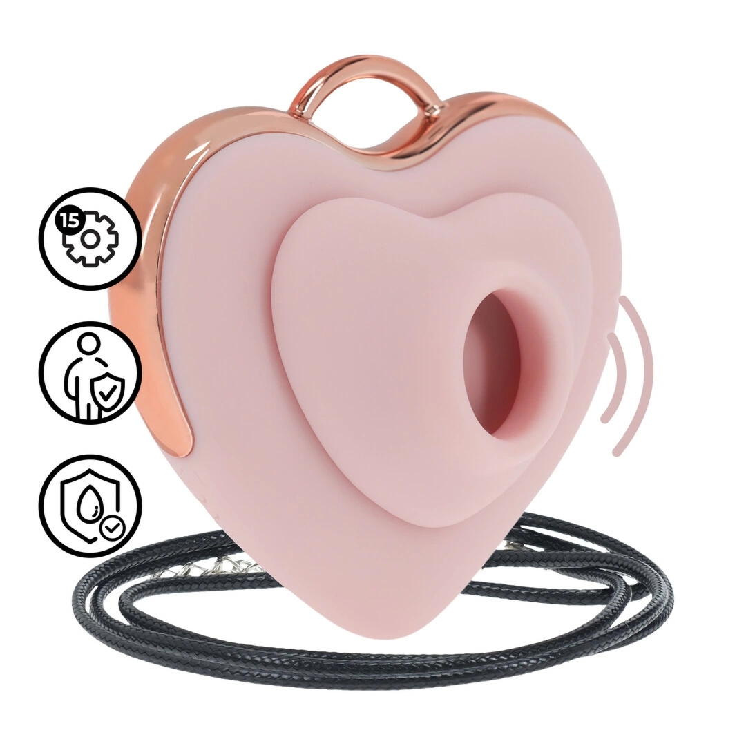 Luvie Heart-shaped AirTap® – różowy naszyjnik z funkcją masażu, 15 trybów, kompaktowy