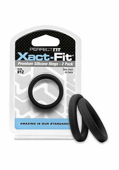 Zestaw Pierścieni na penisa Xact-Fit Cockring 2-pak w rozmiarze # 12 - czarny CR-75B - #12 Xact-Fit Cockring 2-Pack - Black
