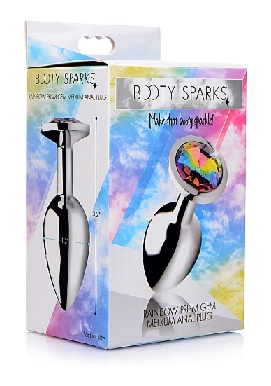 Korek analny Tęczowy pryzmat - Rainbow Prism Gem Anal Plug - Średni - Srebrny AG375-MEDIUM