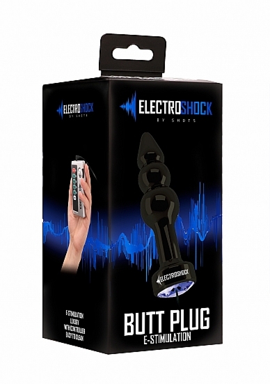 ZATYCZKA ANALNA Z ELEKTROSTYMULACJĄ - Ribbed Butt Plug - Gun Grey