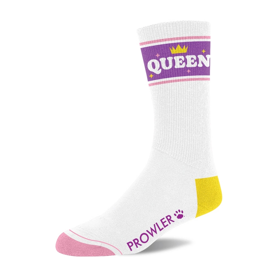 Prowler RED Queen czarne skarpety męskie z napisem i logo łapy, elastyczne, uniwersalne