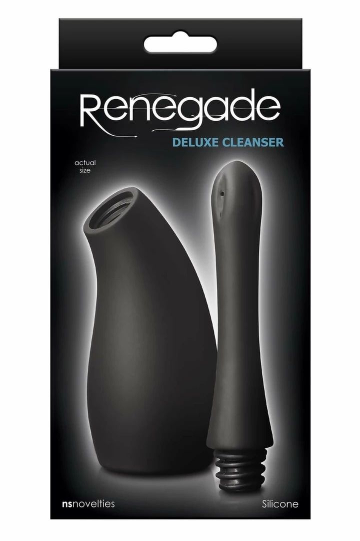 Renegade Deluxe Cleanser Black – silikonowy irygator higieniczny z elastyczną końcówką 24,2 cm
