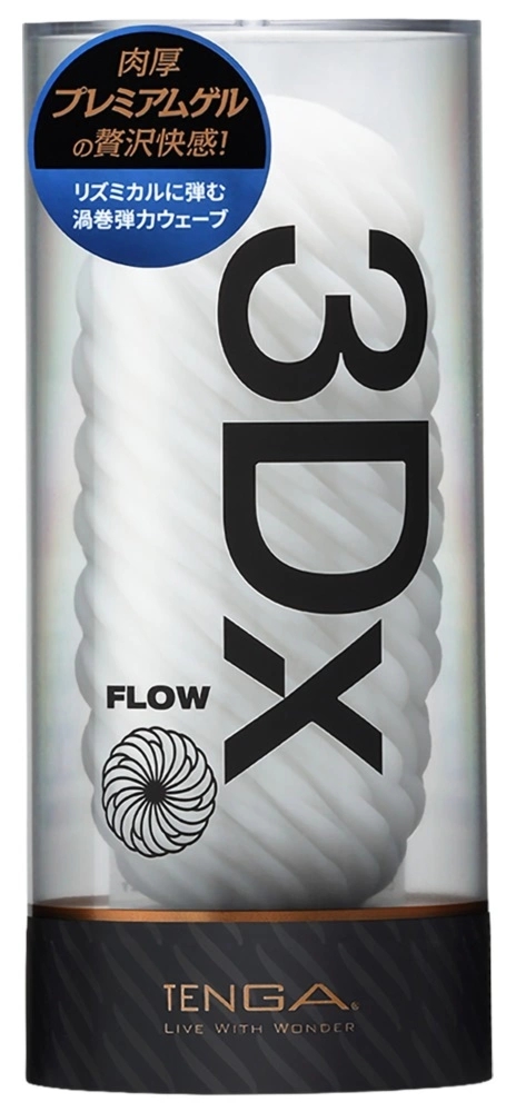 Tenga 3Dx FLOW – innowacyjna maszyna intymna z teksturą 3D, biała, wielokrotnego użytku