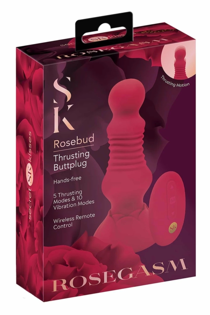 SECRET KISSES Thrusting Rosebud Plug z pilotem – 10 trybów, 5 ruchów, magnetyczne ładowanie