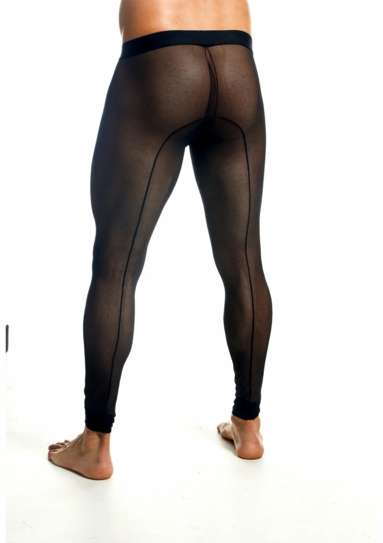 MOB Sheer Mesh Tights męskie rajstopy siateczkowe czarne, ekologiczna produkcja