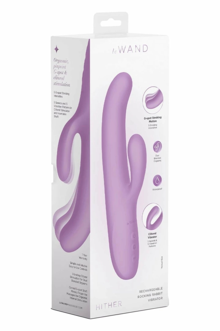 Le Wand Hither Rocking Rabbit Vibrator - podwójna stymulacja, ruch „come-hither”, IPX7, fioletowy
