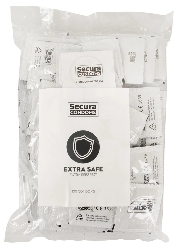Secura Extra Safe 100 szt. prezerwatywy o zwiększonej grubości, bezwonne, silikonowa powłoka