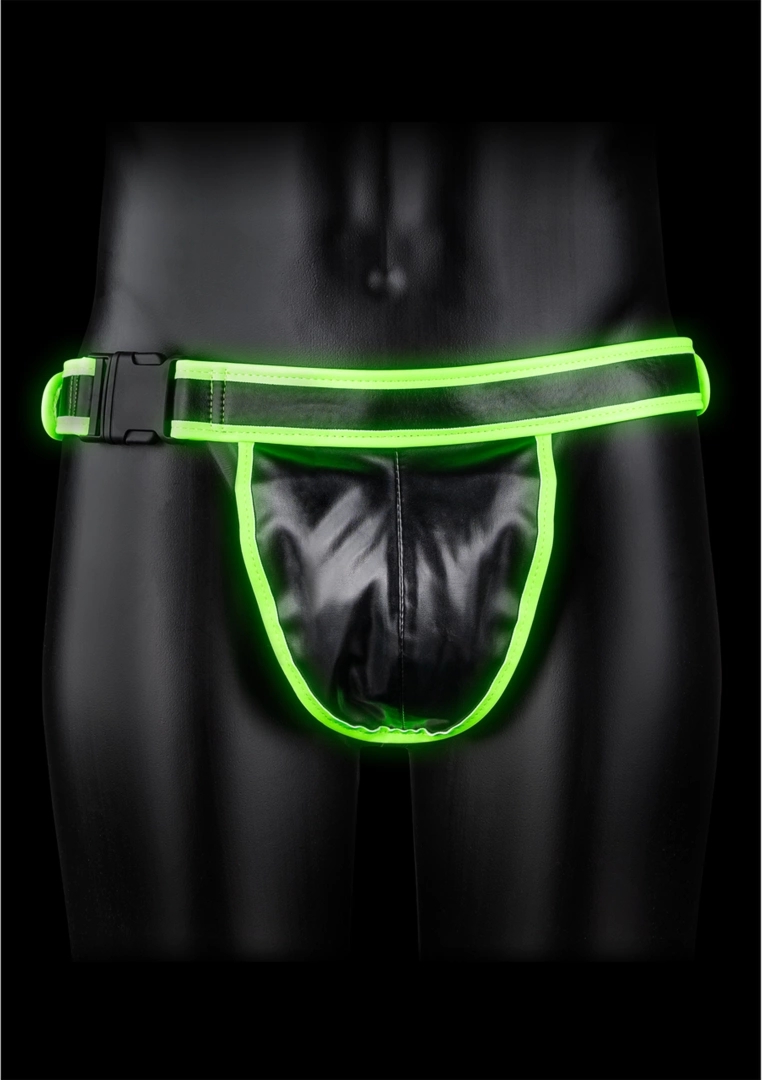 Ouch! Glow in the Dark Majtki z Klamrą S/M, Zielone, Świecące, Regulowane Paski
