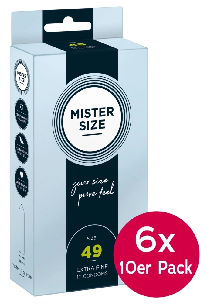 Mister Size 49mm precyzyjne prezerwatywy ultracienkie 6x10 sztuk, naturalny lateks