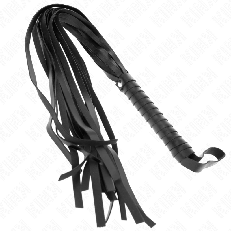 KINK Bicz Negro z krótkim uchwytem, długi ogon 70 cm – czarny skórzany model