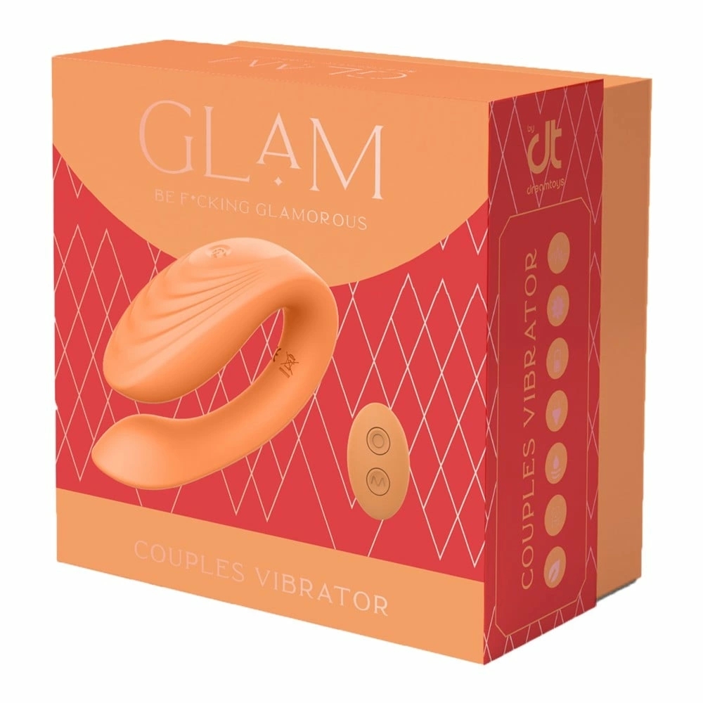 GLAM Couples Vibrator – bezprzewodowy model dla par, silikonowy, złoty, 4 rytmy, 6,5-8,5 cm, IPX6