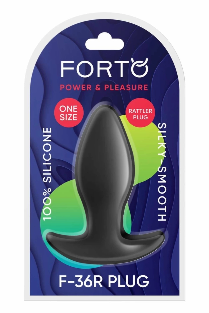 FORTO F-36R Rattler T Plug Black silikonowy korek intymny z kulką, średni, czarny