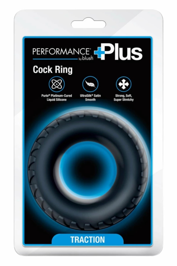 Performance Plus Traction silikonowy pierścień intymny UltraSilk®, gruba konstrukcja, czarny