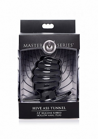 Silikonowy korek analny prążkowany - czarny AF982-MEDIUM - Hive Ass Tunnel - Medium