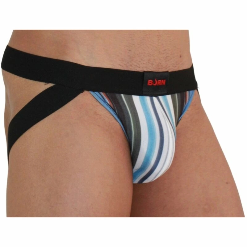 BURN Jock 009 Multicolor/Czarny S – unisex pas biodrowy z wielokolorowymi akcentami