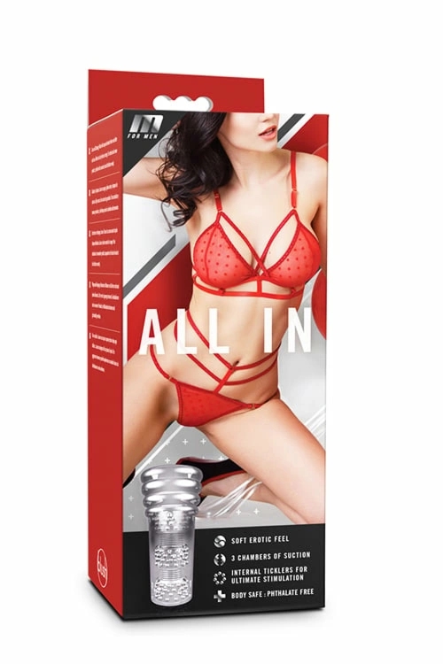 M FOR MEN ALL IN CLEAR – przezroczysty system intymny 15,2 cm, trzy komory, otwarta konstrukcja