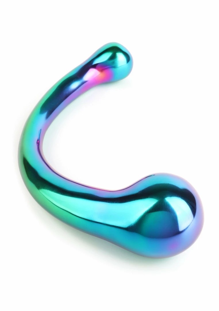 Mr. Steel The Curvy G-spot Rainbow stalowy model zakrzywiony, tęczowy efekt