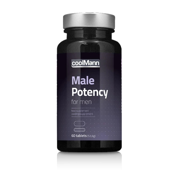 CoolMann Male Potency Tabs 60 sztuk – suplement roślinny dla mężczyzn, L-arginina, wapń, niacyna