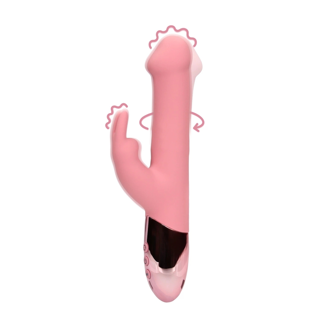 Loveline Pink Arabesque wibrator z obrotowymi koralikami, rożowy, silikonowy model