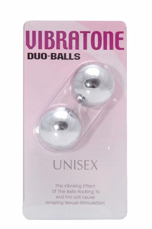 VIBRATONE DUO BALLS Silver – kulki intymne z efektem wibracji, srebrne, ABS