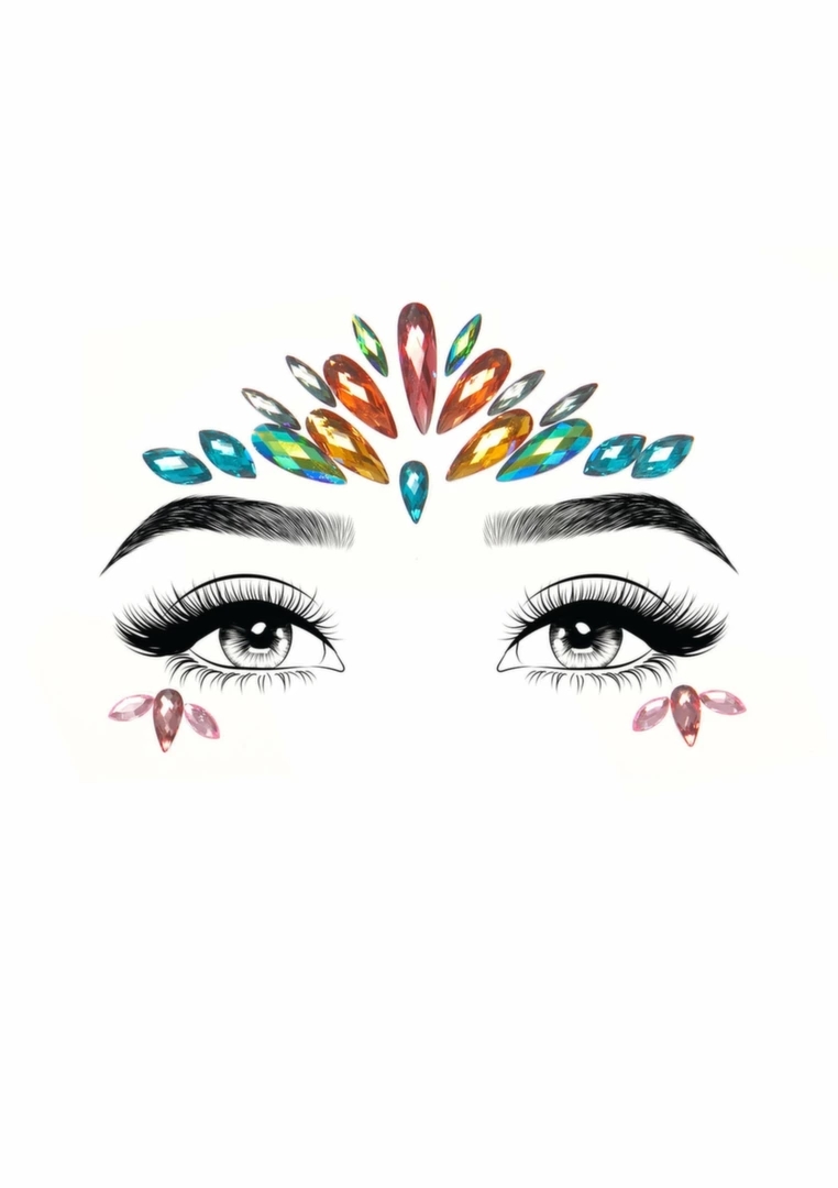 Leg Avenue Avri Adhesive Face Jewels Sticker – kryształowe naklejki na twarz, iryzujące, wielorazowe