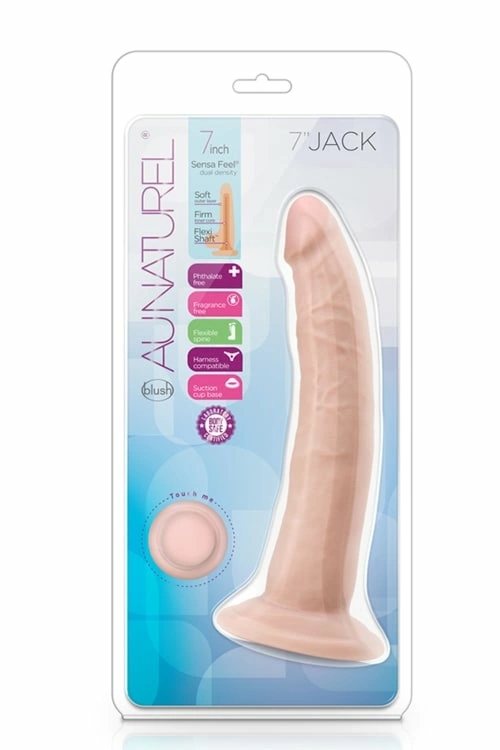 Blush Novelties AU NATUREL 7 INCH JACK VANILLA – model TPE z przyssawką, FlexiShaft, 19 cm
