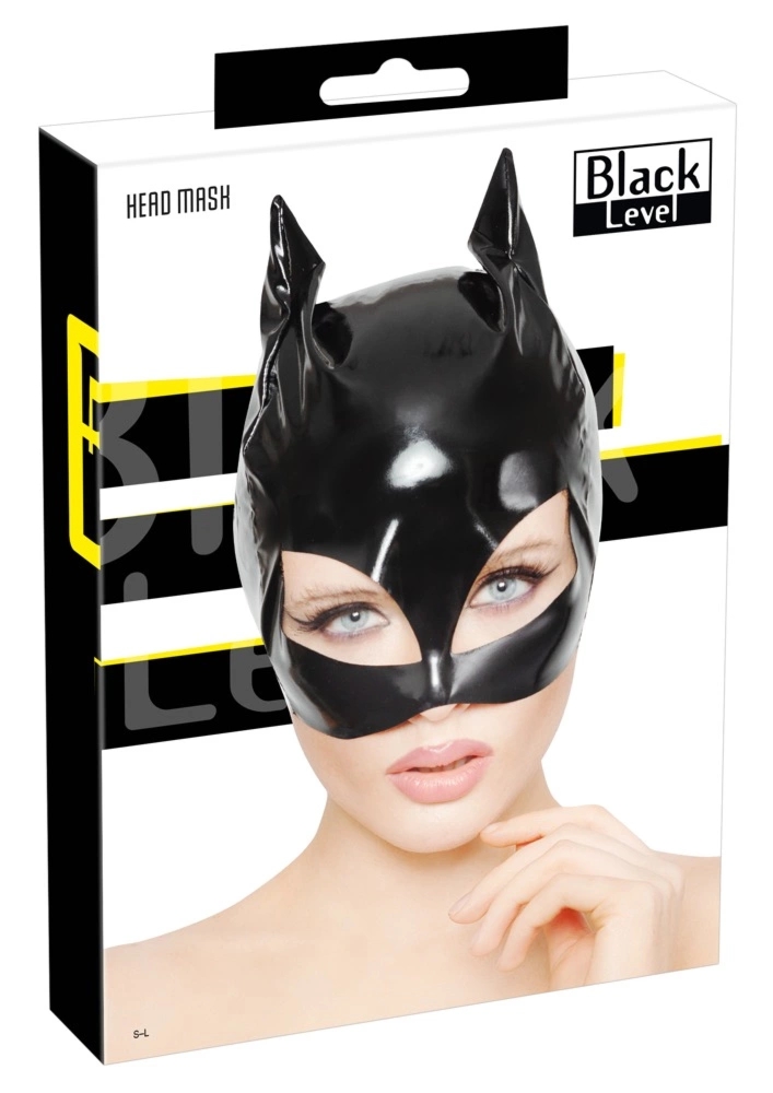 Black Level Maska Vinylowa Czarna S-L z Uszami Kota Poliuretan
