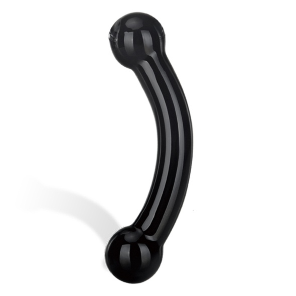 SexShop - Dildo szklane - Glas Double Bull Black Glass Dildo
