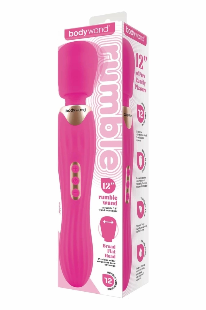 BODYWAND Rumble Wand 12” masażer relaksacyjny, Hot Pink, 29,8 cm, 5 trybów, akumulator