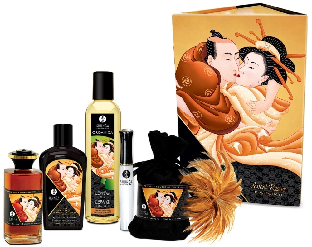 Shunga Secret Set Sweet Kisses – 6-elementowy zestaw prezentowy, kosmetyki do masażu i pielęgnacji
