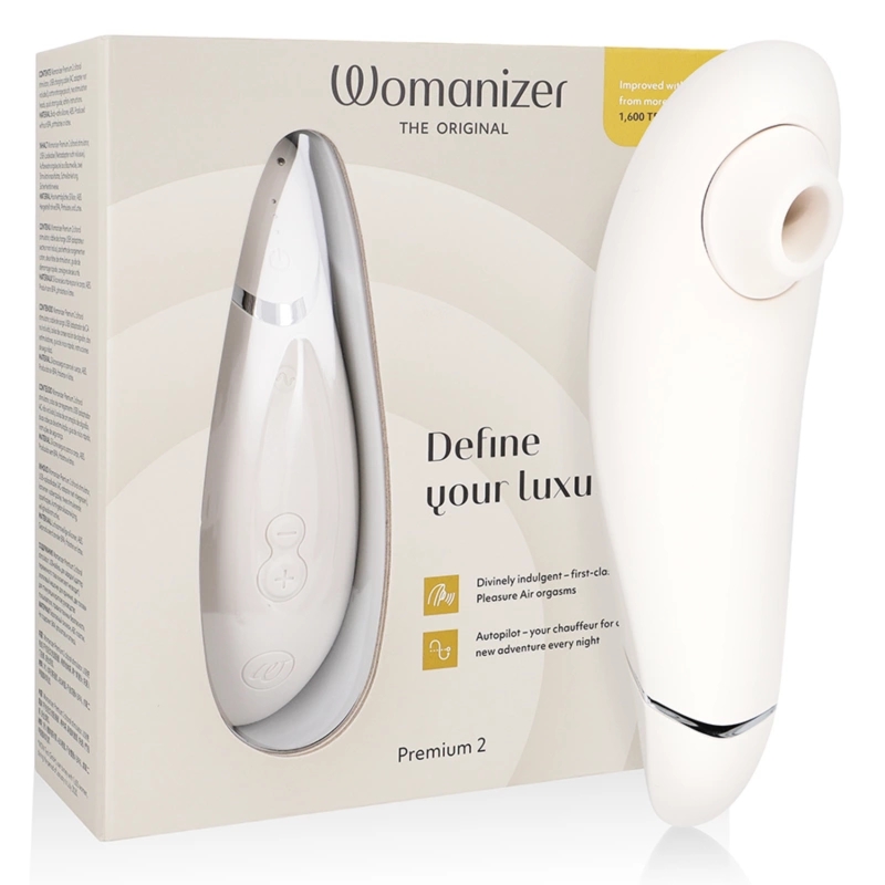 Womanizer Premium 2 Szary – zaawansowany stymulator powietrzny, 14 poziomów, IPX7