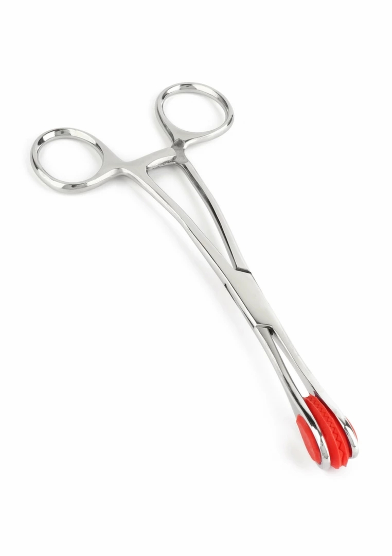 Mr. Steel Tongue Forceps Luxe stal nierdzewna z blokadą, gumowe końcówki – precyzyjny uchwyt