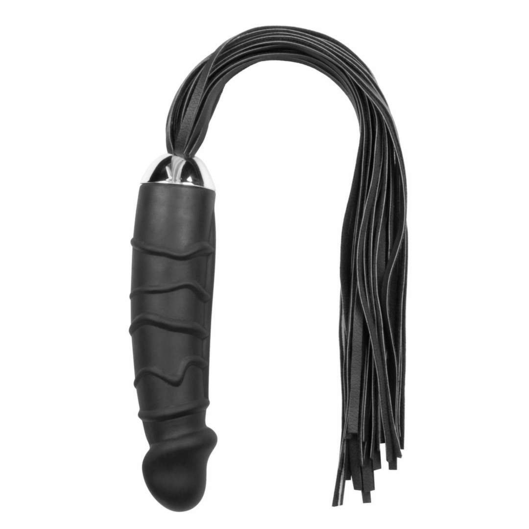 EasyToys Flogger z silikonowym uchwytem – model anatomiczny, czarny, paski PU